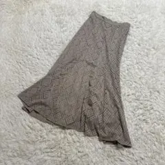 しまむら　Lax Dan Tia レース模様編み　ロングスカート　L ダイヤ柄