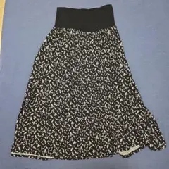 マタニティ スカート 黒白花柄 M-L