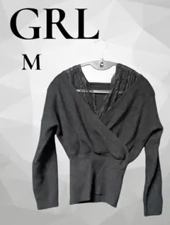 GRL ダークグレー オフショルダー セーター M