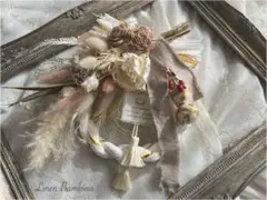 しめ縄飾り  2023  φ17cm (2way ホワイト＆ピンク系)