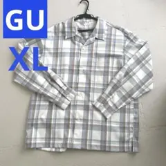【GU】ジーユー オープンカラーシャツ タータンチェック 長袖　XL