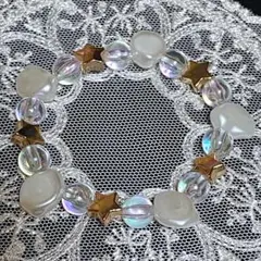 《a02》フェイクバロックパールとスターのオーロラブレスレット
