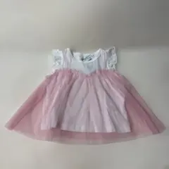 ベビー チュール付きチュニックTシャツ ピンク 80cm 新品