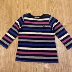 ミキハウスダブルビーカラフルストライプの長袖Tシャツ