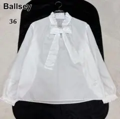 25SS極美品☆Ballsey グロスアムンゼン フリルカラーリボンブラウス 白