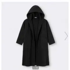 【新品未使用】 フーディングロングガウンコート GU 長袖 コート ジーユー 黒