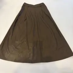 GU フェイクレザー　スカート　ブラウン フレアロングスカート