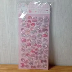 ぷくぷくシールファンシーアソート　ネコ　リボン　ハート　ピンク