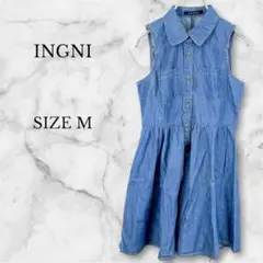 ✨新品タグ付き✨イング ノースリーブデニムフレアワンピース ブルー ガーリー M