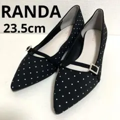 【美品】RANDA ドット柄 メリージェーン パンプス 黒 23.5cm