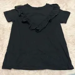 GU 黒 フリル Tシャツ