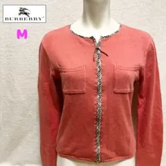 BURBERRY ジップアップ カーディガン ピンク M ノバチェック
