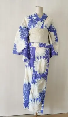 浴衣 ラベンダーパープル色 花柄