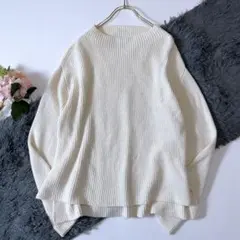 極美品ꕥ組曲 洗える ボトルネック カシミヤブレンド バルキー ニット ホワイト