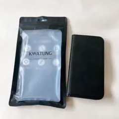 【KWATUNG】iphone14 ケース 手帳型 PUレザー 軽量 ブラック