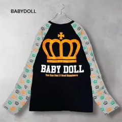 BABYDOLL ビッグプリント 長袖ラグランTシャツ ロンT カジュアル 王冠