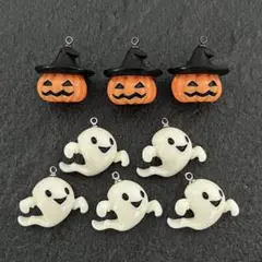 ハロウィンチャーム　おばけ&パンプキン　8点セット