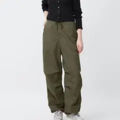GU ジーユー　パラシュートパンツ　カーゴパンツ　S ダークグリーン