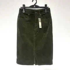 新品タグ付き GU オリーブグリーン タイトスカート コーデュロイ Lサイズ