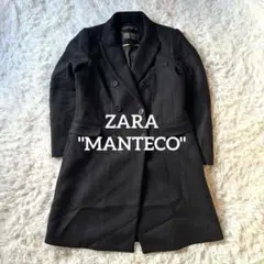 ZARA ロングコート MANTECO ウール ダブルブレスト L ブラック