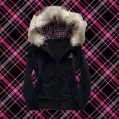 スカルデザイン グランジ y2k平成女児 00s ギャル ファー付き ジャケット