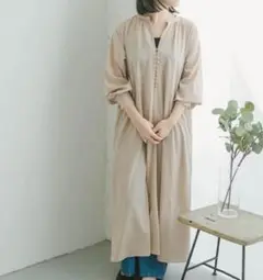 美品☆アーバンリサーチアイテムズ　ワンピース　マキシ　スキッパー　くるみボタン