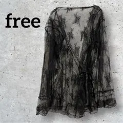 ブラックレースラップカーディガン【free】