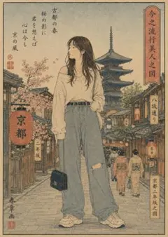 【3枚で1200円】☆京都の春と現代女性 アートポスター