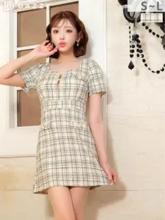 デイジーストア　リボンビジュー　ツイードドレス