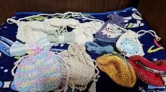 【バッグ、小物入れ付き値下げ！】かぎ針編み小物入れセット