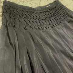 ROPE 膝丈スカート　キレイめ　光沢　ブラック