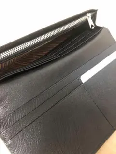 名作 未使用 ポールスミス レザー 長財布 黒 ブラック 牛革 マルチストライプ