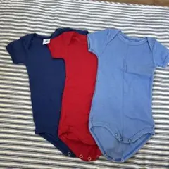 プチバトー　3m ロンパース3枚セット