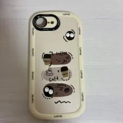 iPhone用ケース カフェ・コーヒー柄 アイボリー 16E 17E