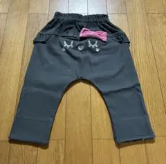 KPウサギ刺繍リボン付き折返しハート柄グレーパンツ80サイズのサムネイル
