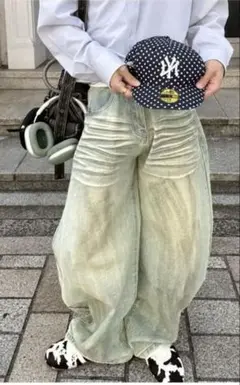 ウォッシュカーブデニムパンツ yolo