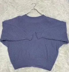 MONTEGIRLパープル ワッフルニット オーバーサイズ 長袖 セーター