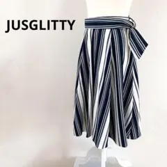 【新品タグ付】ジャスグリッティー＊ランダムストライプ フレアスカート 0 春夏