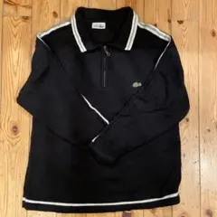 70s Lacoste 黒 ジッパーポロシャツ
