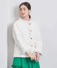 ホワイト ノーカラージャケット