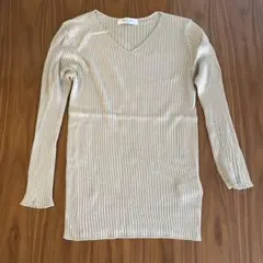 Demi-Luxe BEAMS リブニット Vネック ベージュのサムネイル