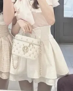 美脚ホワイトツイードスカート XS michellMacaron ミシェマカ