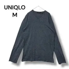 ユニクロ　カットソー　Ｍ　ロンＴ　長袖　グレー　無地　Ｖネック