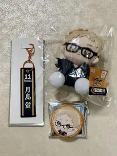 ハイキュー!! タイトー 月島蛍 マスコット 缶バッジ フライトタグ セット