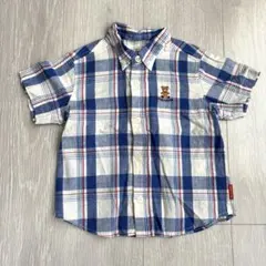 【美品】ミキハウス 90cm 半袖チェックシャツ