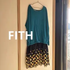 フィス　花柄刺繍　ワンピース　青