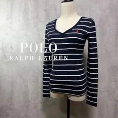 ポロラルフローレン　Vネック　ボーダーコットンニットシャツ