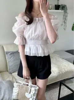 GRL 袖2Wayウエストリボンオーガンジーブラウス［dk1224］