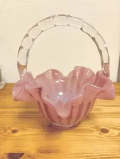 ガラス製☆プリーツフリル☆可愛い♡バスケット☆小物入れ
