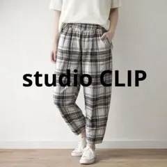 【スタディオクリップ】F テーパードパンツ ウエストゴム 体型カバー チェック柄